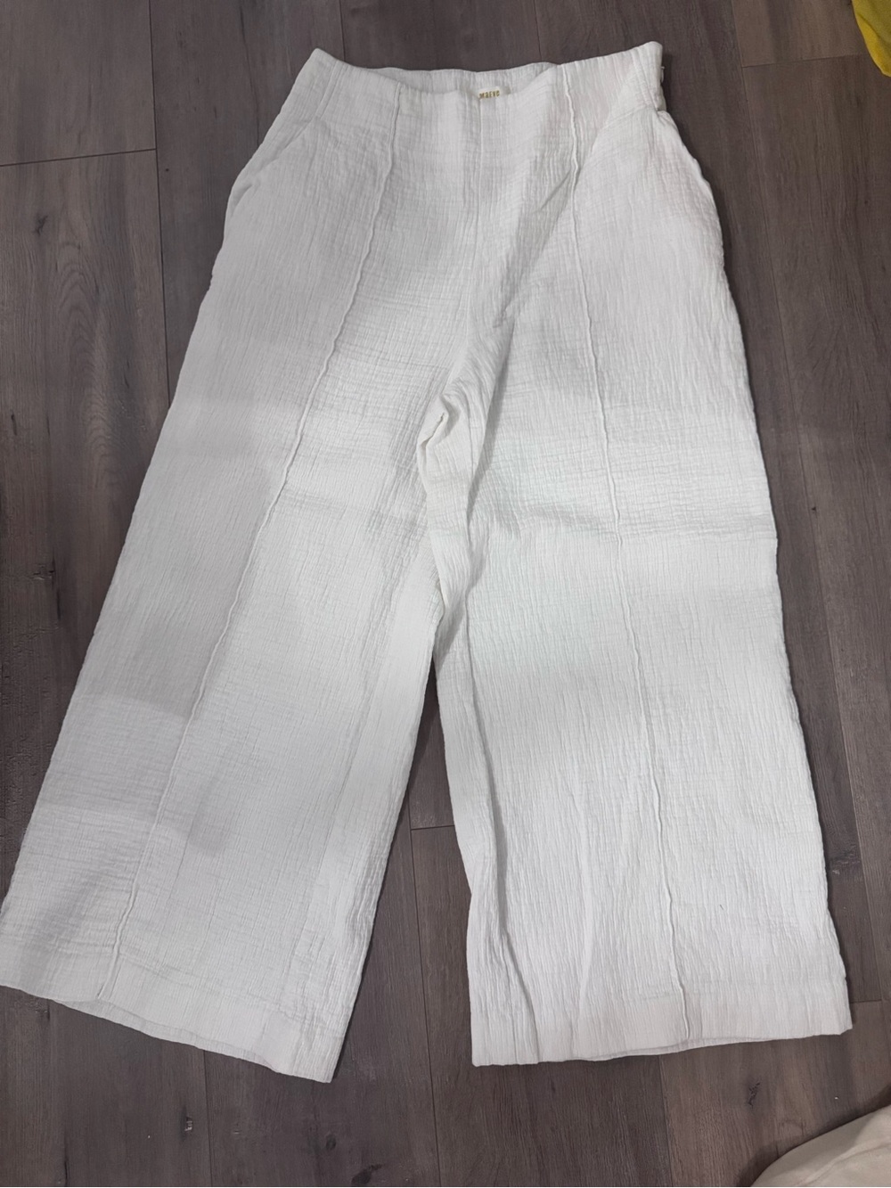 Anthropologie White Wide-Leg Cotton Chinos
